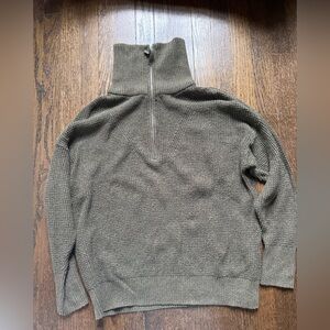 Aerie Quarter Zip Sweater in Olive